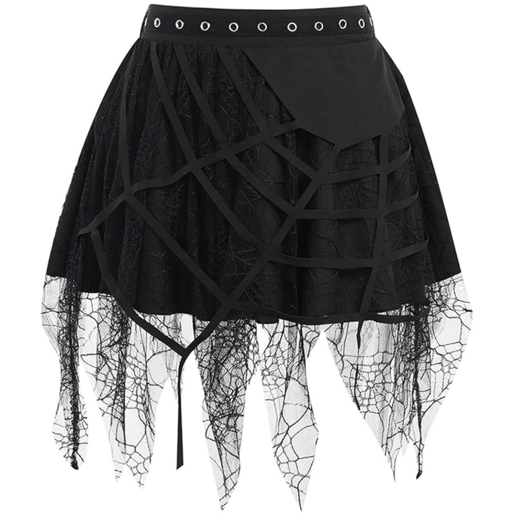 Black Gothic Spider Web Skirt